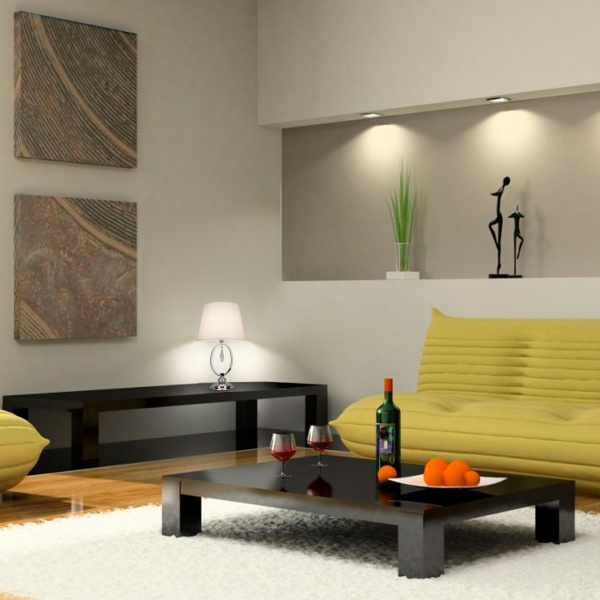 Настольная лампа с абажуром 1*E14 60Вт хром IP20 Madera (01055/1 хром) Eurosvet