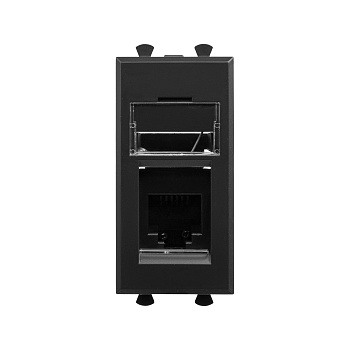 Телефонная розетка RJ-12 модульная, "Avanti", "Черный матовый", 1 модуль DKC