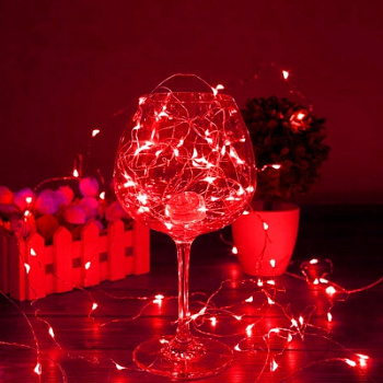 Гирлянда Роса на елку на USB 5 метров 50 led Красный Giant4
