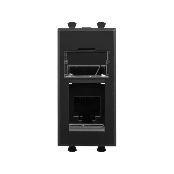 Телефонная розетка RJ-12 модульная, "Avanti", "Черный матовый", 1 модуль DKC