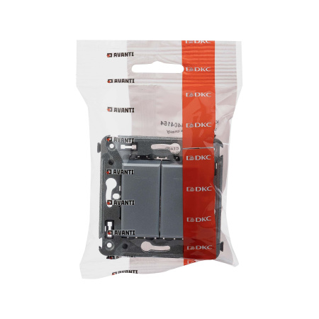 Кнопка двухклавишная в стену, "Avanti", "Закаленная сталь" DKC