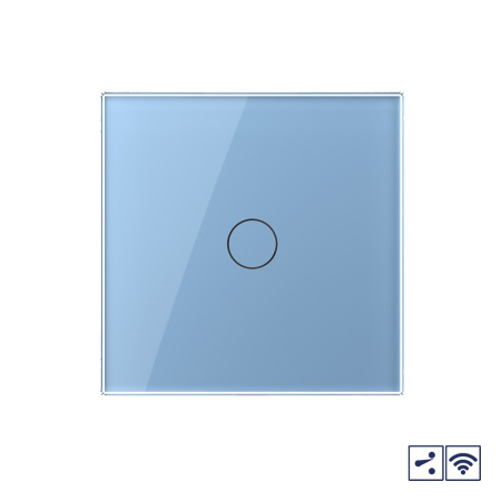 Сенсорный проходной радиоуправляемый выключатель 1 клавиша 1 пост Синий Livolo