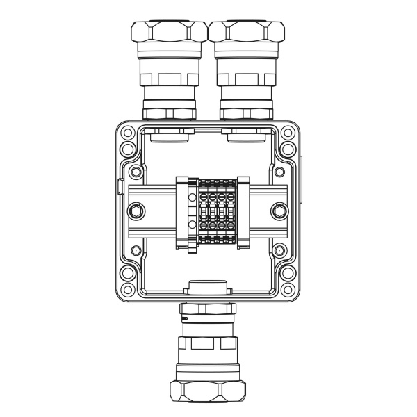 Взрывозащищенная клеммная коробка из алюминия TBE-A-12 - (4xCBC.4 -1xTEO.4) - 2x6018ANP32CKM3SB(A)(C)1Ex e IIC Т5 Gb /Ex tb IIIC T95°C Db IP66 DKC