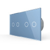 Сенсорный выключатель 4 клавиши (2-2), 2 поста Синий Livolo