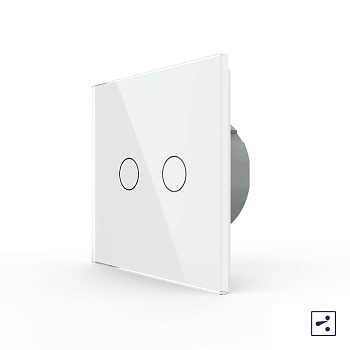 Сенсорный проходной выключатель 2 клавиши 1 пост Белый Livolo