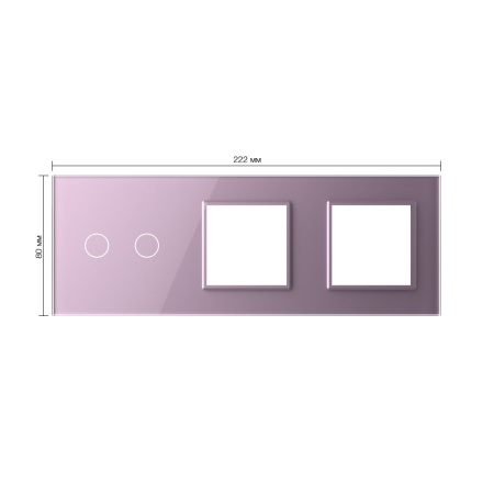 Панель для сенсорного выключателя и двух розеток, 2 клавиши, цвет розовый, стекло Livolo