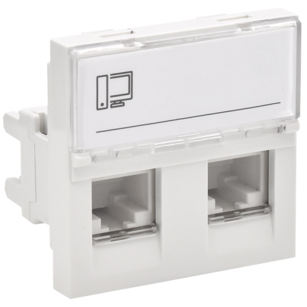 PRIMER Розетка компьютерная RJ45 UTP кат.5E (2 модуля 2 входа) белая IEK