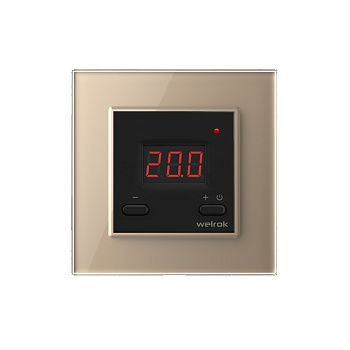 Терморегулятор Welrok ST для рамки LIVOLO с электронным управлением, датчик пола 3 м, цвет черный с золотой рамкой