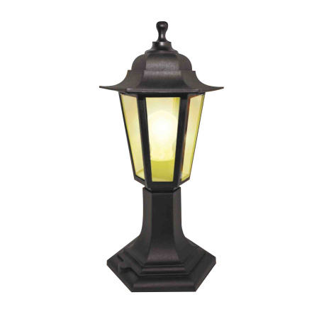 11-97 НТУ 06-60-001 ОСКАР1 ЧЕР Светильник-фонарь напольный черный 6-гранный прозрачное стекло APEYRON