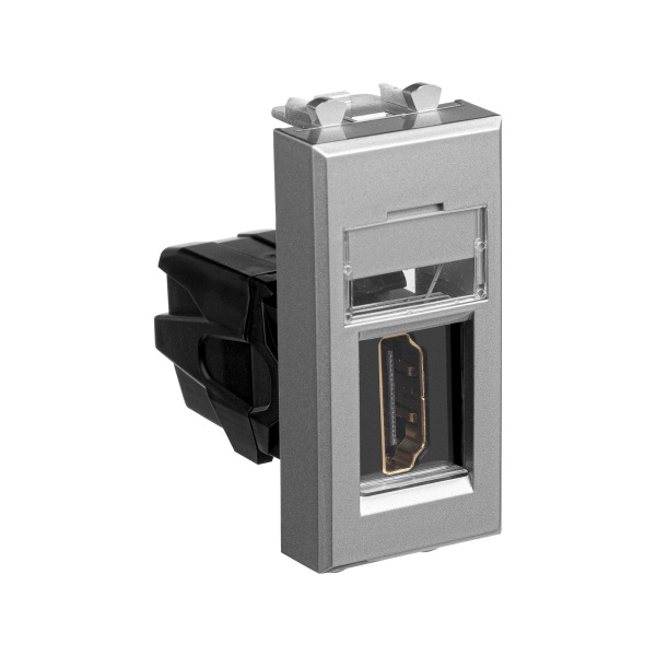 HDMI розетка модульная, тип А-А, "Avanti", "Закаленная сталь", 1 модуль DKC