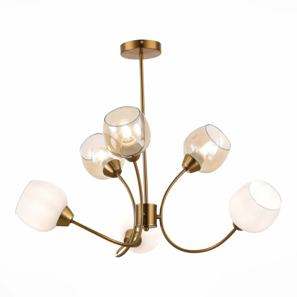 Люстра потолочная Латунь/Белый, Коньячный E27 6*60Вт SLE1136-302-06 EVOLUCE