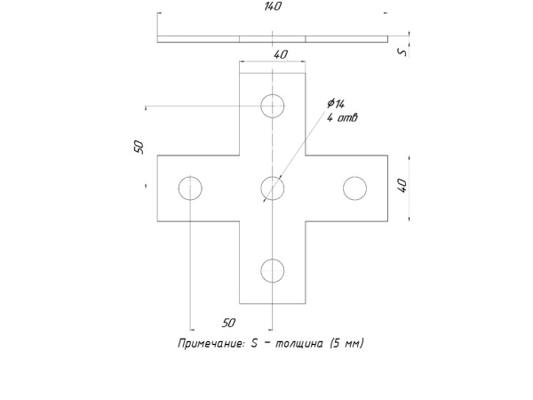 STRUT-пластина Х-образная 5 отверстий HDZ EKF