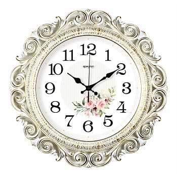 PL2209-263 Часы настенные, круг, арабский циферблат, золотая патина, пластик, Ø40,5см, бесшумный механизм с плавным ходом, источник питания... APEYRON