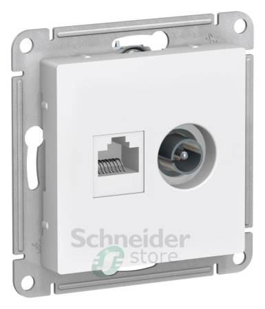 ATLASDESIGN Механизм розетки без лицевой панели СУ TV + RJ45 кат.5E . белый IP20 (уп.10шт) Schneider Electric