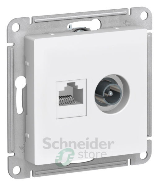 ATLASDESIGN Механизм розетки без лицевой панели СУ TV + RJ45 кат.5E . алюминий IP20 Schneider Electric