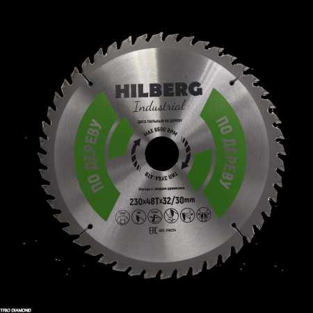 Диск пильный Industrial Дерево 230*32/30*48Т HW234 Hilberg