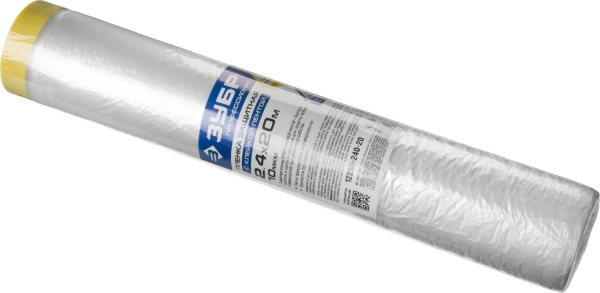 Пленка "Профессионал" защитная с клейкой лентой, HDPE, 10мкм, 2,4х20м ЗУБР Пленка "Профессионал" защитная с клейкой лентой, HDPE, 10мкм, 2,4х20м ЗУБР