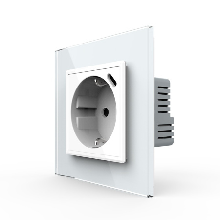Розетка электрическая + USB type-C с блоком питания 18W Livolo 1 пост Белая VL-C7CTF16A.UC18W-2WP