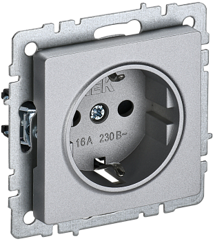 BRITE Розетка 1-местная с з/з без защитных шторок 16А РС11-1-0-БрА алюминий IEK