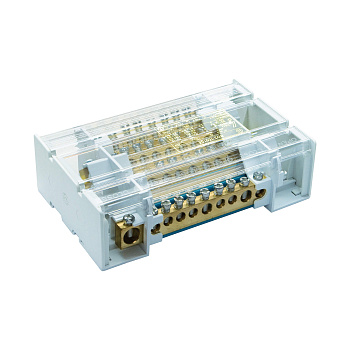 Блок распределительный на DIN рейку c выносной клеммой 4р 160А, 7х7мм 1х8мм 1х9мм 1х12мм DKC