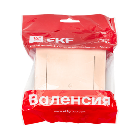 Валенсия Выключатель 1-кл, 10А кремовый проходной EKF