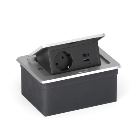 Donel Настольный встраиваемый выдвижной розеточный блок 4 мод. (2 мод. 45х45), алюминий