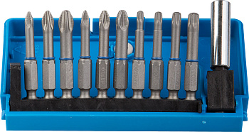 Набор : Биты из хромомолибденовой стали, 10 бит - обточенные 50мм, адаптер, 11 предметов ЗУБР