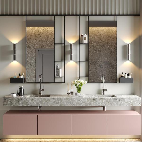 Настенный св-к IP44 LED E27 max 2*7W BAZEL хром/металл ODEON LIGHT