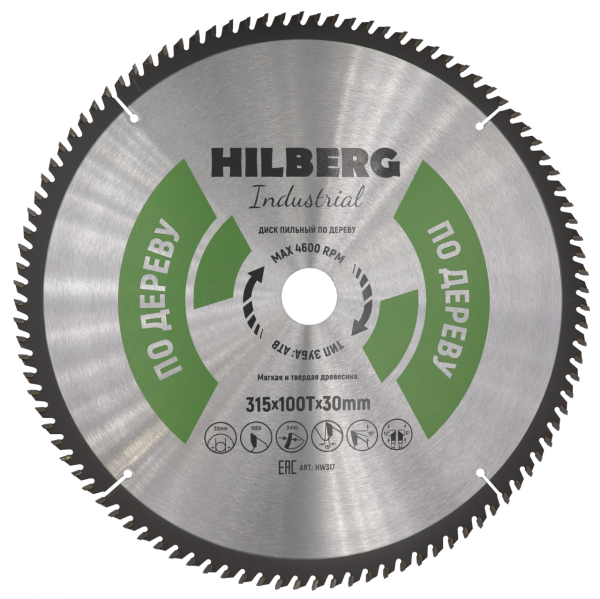 Диск пильный Industrial Дерево 315*30*100Т HW317 Hilberg