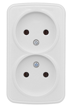 Минск Розетка 2-местная ОП 10А без заземления белая Basic EKF