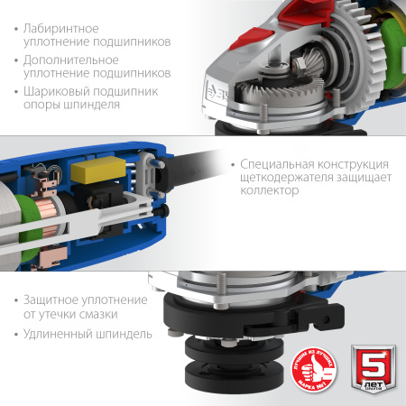 УШМ Профессионал, УШМ-П125-750, 125 мм, 750 Вт, компакт ЗУБР