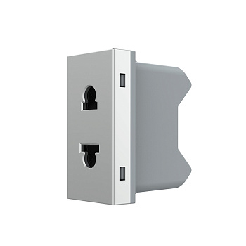 Розетка электрическая 1/2 10A, цвет серый (механизм) Livolo