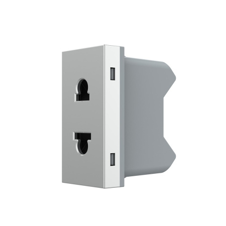 Розетка электрическая 1/2 10A, цвет серый (механизм) Livolo