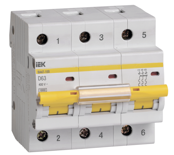 Выключатель автоматический ВА МОД ВА47-100 3П 63А 10кА D IEK