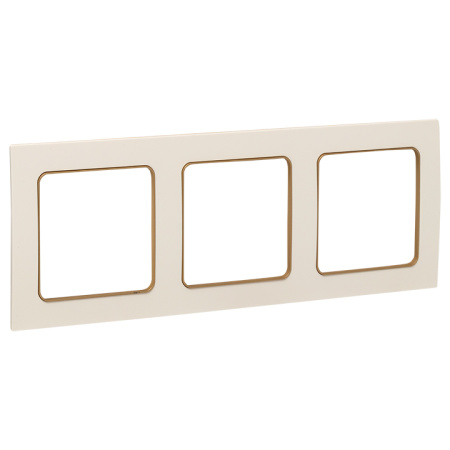 Стокгольм Рамка 3-местная белая с линией цвета шампань EKF