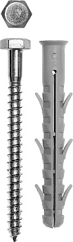Дюбель рамный нейлоновый, в комплекте с оцинкованным шурупом, шестигранная головка, 10 x 100 мм, 50 шт, Профессионал ЗУБР