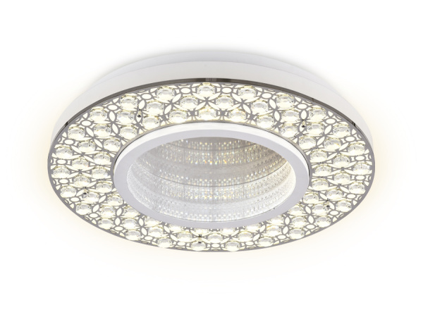 Потолочный светодиодный светильник с пультом FA9448 WH/CH белый/хром 102W D500*85 (ПДУ РАДИО 2.4) Ambrella Light