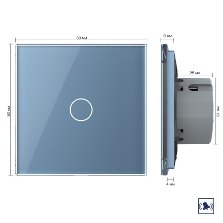 Сенсорный дверной звонок 1 клавиша 1 модуль Синий Livolo