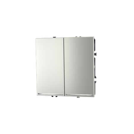 Проходной переключатель встраиваемый Voltum S70 двухклавишный с подсветкой 10А, (сталь)