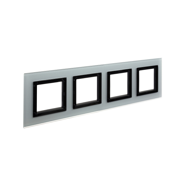 Рамка из натурального стекла, "Avanti", светло-серая, 4 поста (8 мод.) DKC