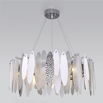 Подвесная люстра с фактурным стеклом 10*E14 60Вт хром IP20 Canaria (324/10 хром) Bogate's