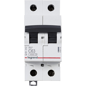 Выключатель автоматический ВА МОД 2П RX3 4,5 кА С 63 А LEGRAND