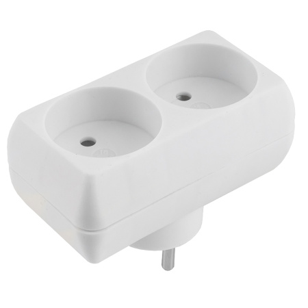 Разветвитель (тройник) 2 роз. 16А, плоский, белый, 3.5кВт General