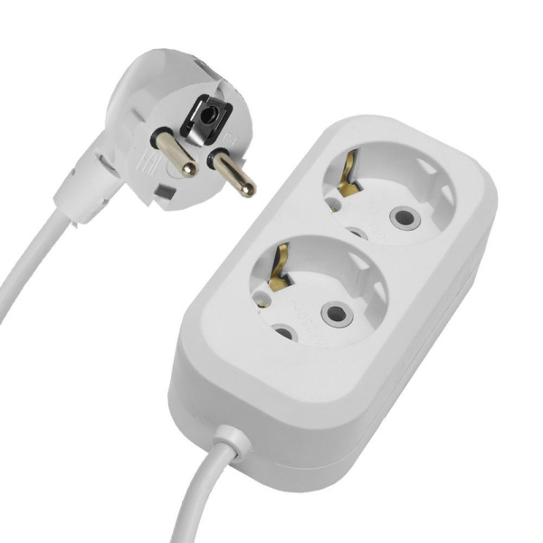 СНЯТ Удлинитель 2-местный с/з Stekker, HM01-21-07, 7м, 3x0,75, серия Home (У10-001), белый