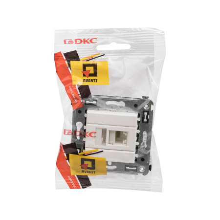 Компьютерная розетка RJ-45 в стену, кат.6А одинарная, "Avanti", "Белое облако" DKC