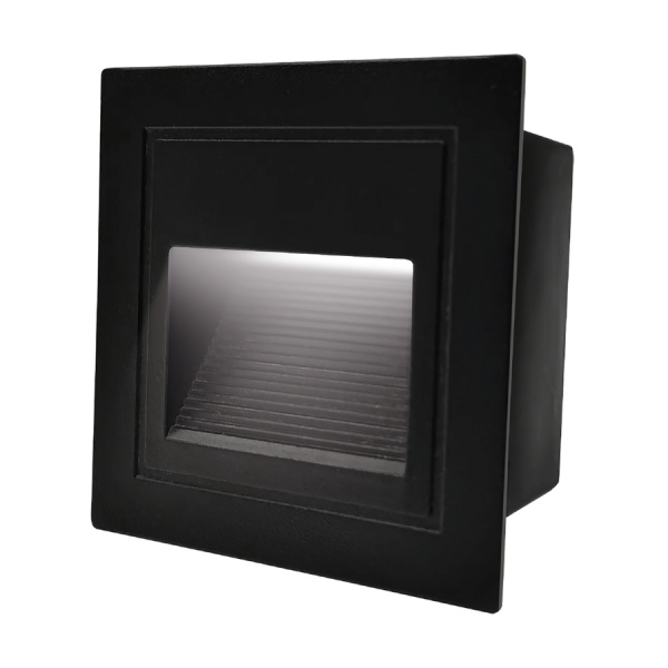 Светильник для ступеней 3Вт 5000К Металл Черный Квадрат GSTL-S1-3BT-5K General