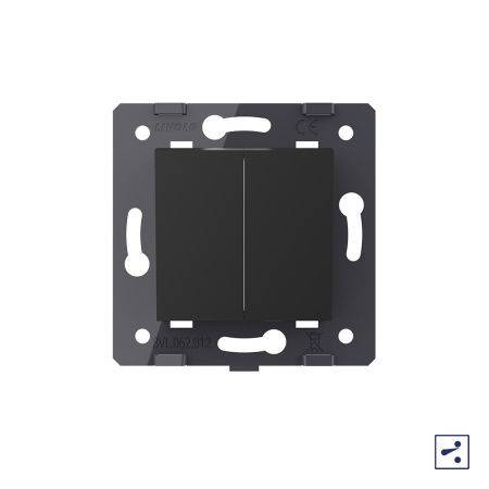 Выключатель двухлинейный проходной клавишный (модуль) ЧЕРНЫЙ Livolo