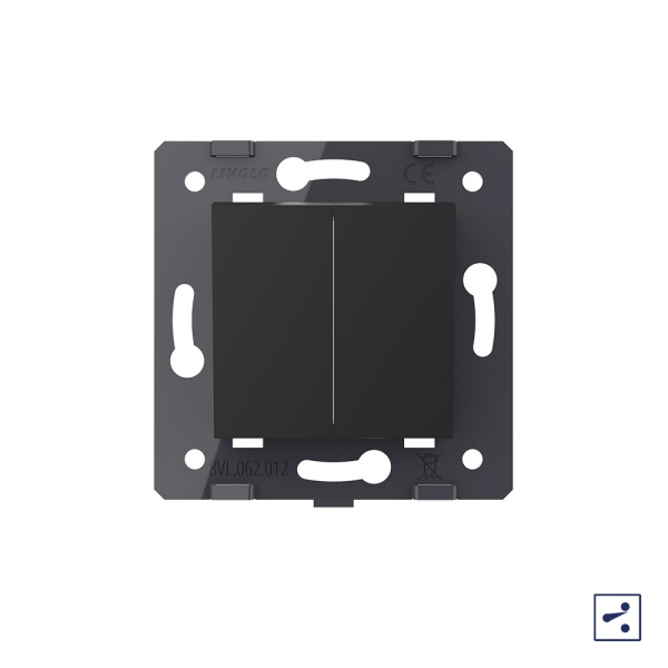 Выключатель двухлинейный проходной клавишный (модуль) ЧЕРНЫЙ Livolo