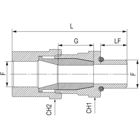 Взрывозащищенный кабельный ввод ANF под небронированный кабель M32х1,5/M32х1,5 D15-24мм. Никелированная латунь. IP66/68 DKC