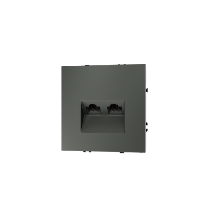 Розетка компьютерная встраиваемая Voltum S70 двойная RJ45+RJ45 КАТ.6, (титан)